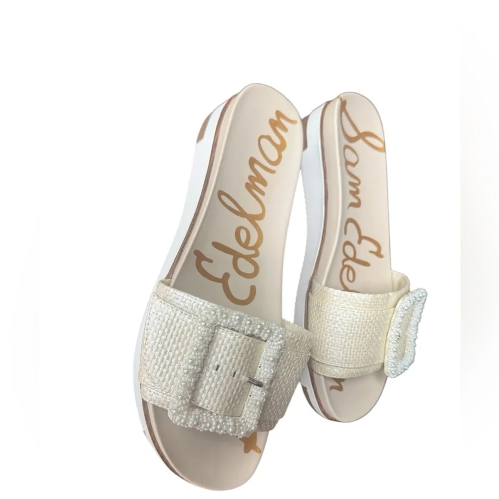 Sam Edelman Cream Slide Sandals - Picture 4 of 11